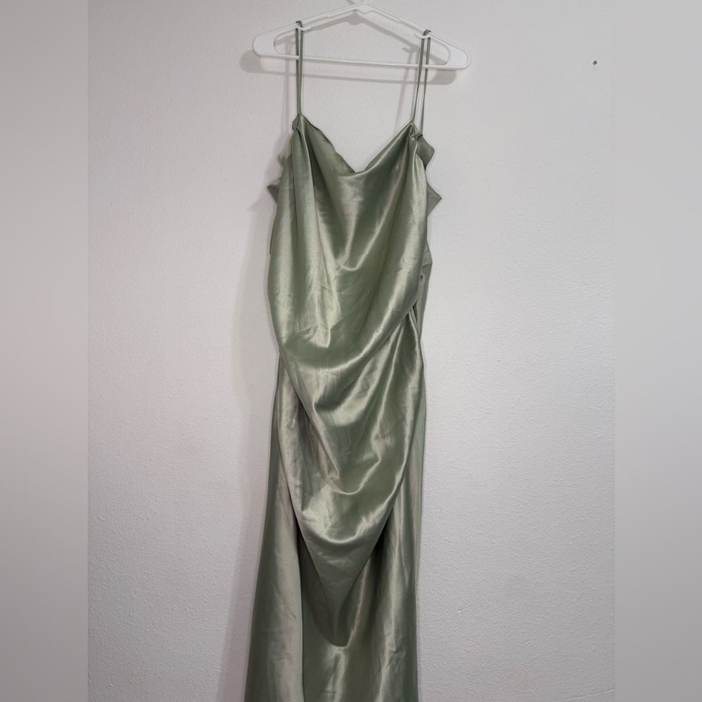 BHLDN Emery Square-Neck Stretch Satin Midi‎ Dress